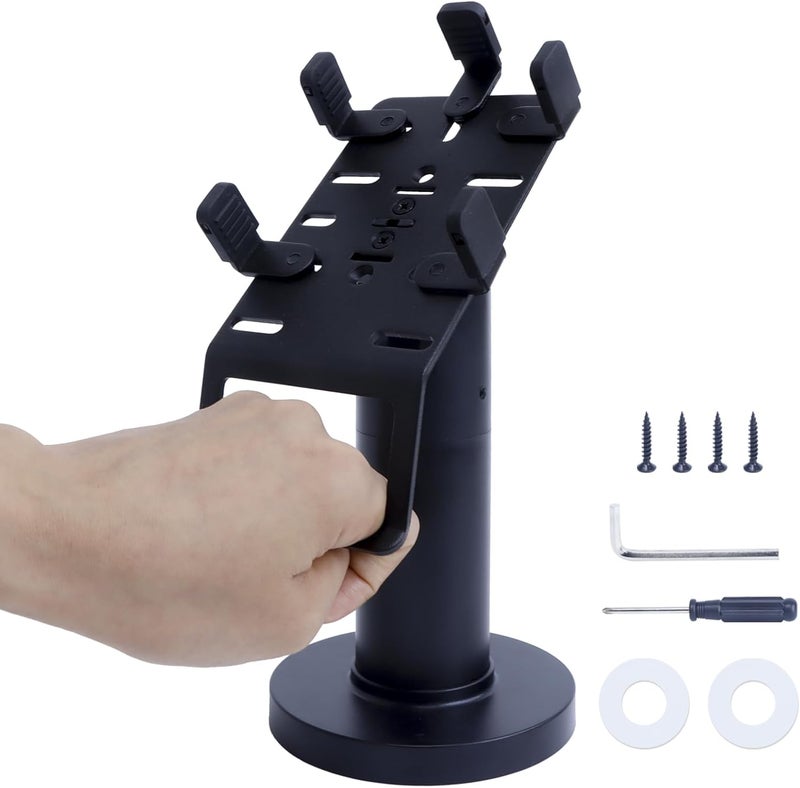 CRIZISTON Universal Credit Card Terminal Stand for Square Terminal, 7" Tall Swivel and Tilt Credit Card Readers Square Stand with Handle for Most POS Machine, Screw-in and Adhesive Installation, Black - Image 1